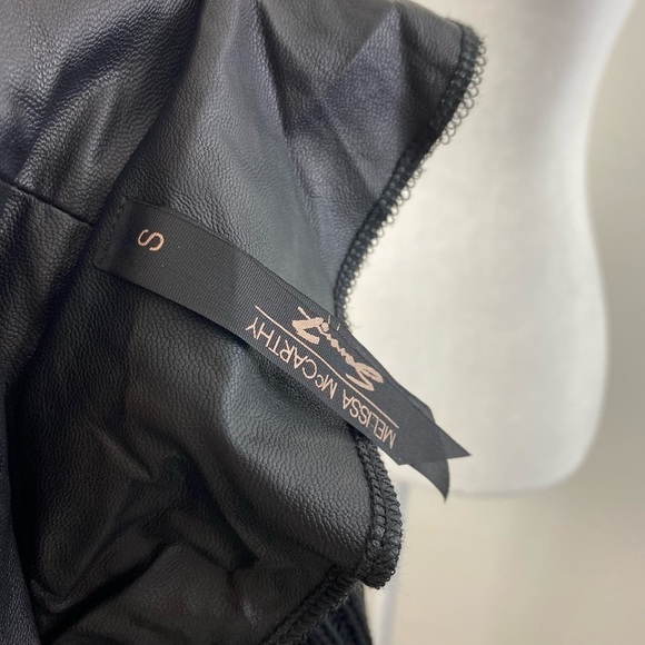 Melissa McCarthy Seven 7 Black Faux Leather Ribbed Knit Cardigan Sweater Small - Picture 5 of 16